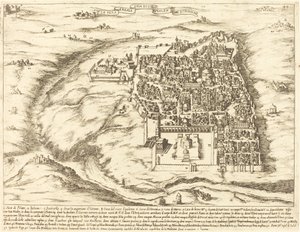 Vista aérea da cidade de Jerusalém de Jacques Callot
