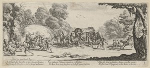 Ataque a uma diligência, prancha 8 da série «Horrores da guerra» de Jacques Callot