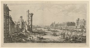 Vista do Louvre, folha da série «Duas grandes vistas de Paris» de Jacques Callot