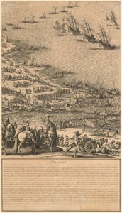 Pormenor de «Cerco da cidadela de St. Martin na Île de Ré» de Jacques Callot