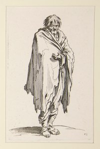 Mendigo de cabeça nua com pés descalços, de Os mendigos de Jacques Callot