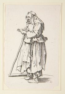 Mendiga que recebe esmolas, de The Beggars (La mendiante venant de recevoir la charite) de Jacques Callot