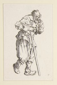 Mendigo apoiado num pau, de The Beggars (Le gueux appuye sur un baton) de Jacques Callot