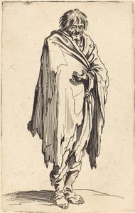 Mendigo com cabeça e pés descalços de Jacques Callot
