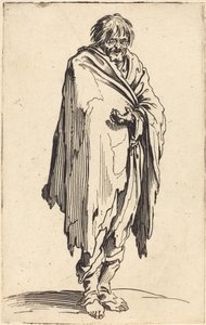 Mendigo com a cabeça e os pés descalços, c.1622 de Jacques Callot
