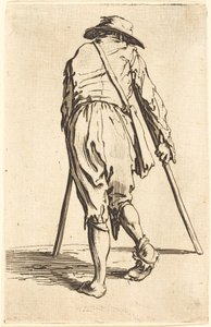 Mendigo com muletas e chapéu, vista traseira de Jacques Callot