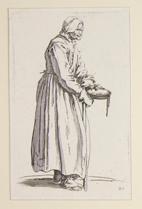 Mulher mendiga carregando uma tigela, de The Beggars (La mendiante a la sebille) de Jacques Callot