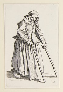 Mendiga de muletas, de Os mendigos (La mendiante aux bequilles) de Jacques Callot