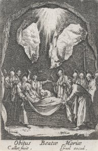 Enterro da Virgem, nº 12 de The Life of the Virgin de Jacques Callot