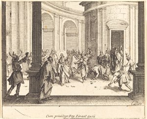 Cristo e a mulher apanhada em adultério de Jacques Callot