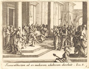 Cristo e a Mulher Apanhada em Adultério, 1635. de Jacques Callot