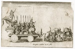 Combate à barreira: Entrada de Sua Alteza o Duque Carlos IV, representando o sol ... (gravura) de Jacques Callot