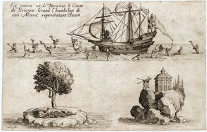 Combat a la barriere: a entrada de Monsieur le Comte de Brionne, Grande Chambellan de Sua Alteza Carlos IV de Lorena ... (gravura) de Jacques Callot