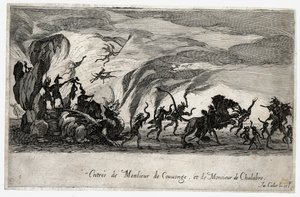 Combate à barreira, a entrada dos Sieures de Couvonge e de Chalabre ... (gravura) de Jacques Callot