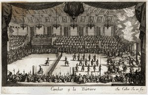 Combat a la barriere: o torneio ... (gravura) de Jacques Callot