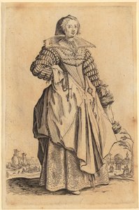 Dama com gola de renda, prancha 8 da série «A nobreza» de Jacques Callot