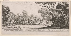 Descoberta dos Malefactores, ilustração de The Large Miseries of War de Jacques Callot