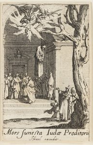 Morte de Judas, placa catorze de Os Martírios dos Apóstolos de Jacques Callot
