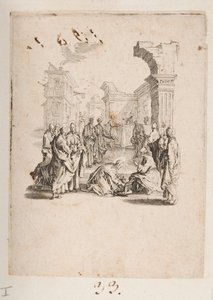 Disciple Washing the Feet of Christ, no. 1 of 11 da La Petite Passion de Jacques Callot