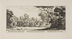 Descoberta dos soldados criminosos, placa nove de As misérias da guerra de Jacques Callot