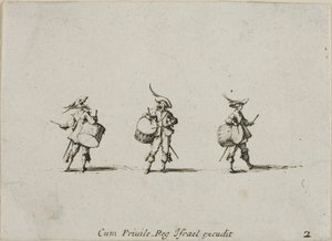 Furar com tambores, placa dois de The Military Exercises de Jacques Callot