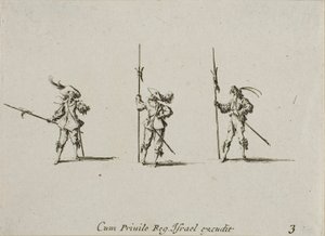 Exercício com alabardas, placa três de Os exercícios militares de Jacques Callot