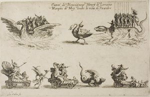 Entrada de Monsenhor Henry de Lorraine, Marquês de Moy, sob o nome de Pirandre, de O Combate na Barreira de Jacques Callot