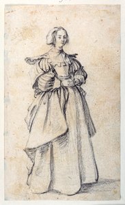Figura Feminina (giz preto sobre papel) de Jacques Callot