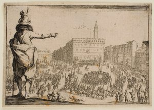 Festa na Piazza della Signoria em Florença, de «Os Caprichos» (edição florentina) de Jacques Callot