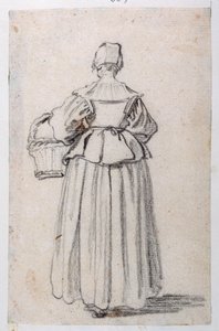 Figura virada para trás (giz preto sobre papel) de Jacques Callot