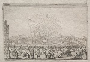 Fogos de artifício no Arno, c. 1622 de Jacques Callot