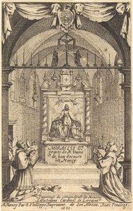 Frontispício para os Milagres e Graças de Nossa Senhora de "Bon-Secours-les-Nancy" de Jacques Callot