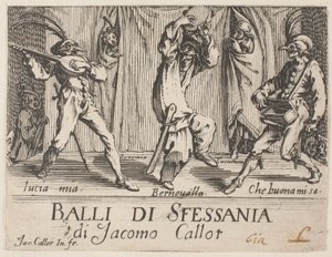 Frontispício, de Balli di Sfessania de Jacques Callot
