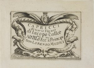 Frontispício, de Caprichos de várias figuras (Os Caprichos) - O Conjunto de Nancy de Jacques Callot
