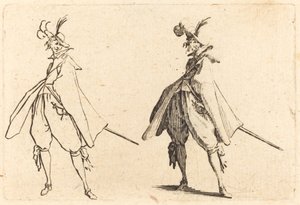 Cavalheiro no manto grande, vista frontal de Jacques Callot
