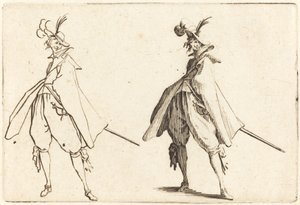 Cavalheiro no manto grande, vista frontal de Jacques Callot
