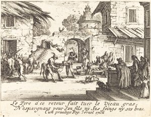 Matando o bezerro gordo de Jacques Callot