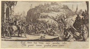 Transporte da cruz, prancha 6 da série «A Grande Paixão» de Jacques Callot