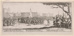Inscrição das Tropas, ilustração de The Large Miseries of War de Jacques Callot