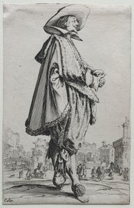 La Noblesse: Cavalheiro de perfil com as mãos entrelaçadas de Jacques Callot