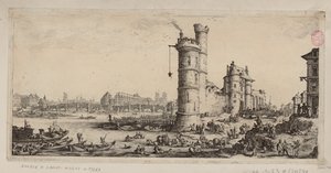 A torre de Nesle e vista da Pont-Neuf de Jacques Callot