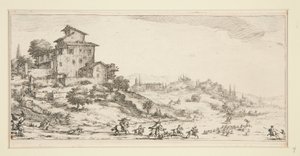 La chasse au cerf (Caça ao Cervo perto da Mansão), de Paisagens para Giovanni de Medici de Jacques Callot