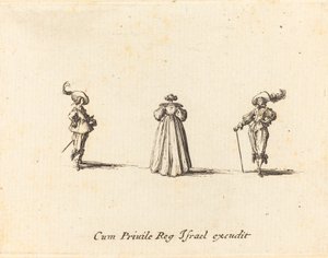 Senhora vista de trás, e dois cavalheiros de Jacques Callot