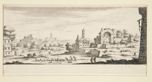 Paisagem com grandes edifícios de Jacques Callot