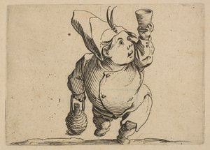 Le Beveur vu de Face O bebedor visto de frente, de Varie Figure Gobbi, suit ..., 1616-22. de Jacques Callot