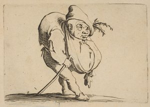Le Bossu à La Canne O corcunda com uma bengala, de Varie Figure Gobbi, continuação ..., 1616-22. de Jacques Callot