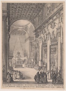 O catafalco do imperador Matias, também chamado O pequeno pregador, A capela funerária de Florença e Réquiem do imperador Matias de Jacques Callot