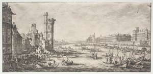 As duas excelentes vistas de Paris: Vista do Louvre, 1628-1630. de Jacques Callot