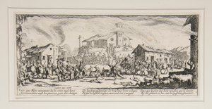 As grandes misérias da guerra: Nº 7 - Saque e queima de de Jacques Callot