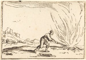 Homem assistindo a um incêndio de Jacques Callot